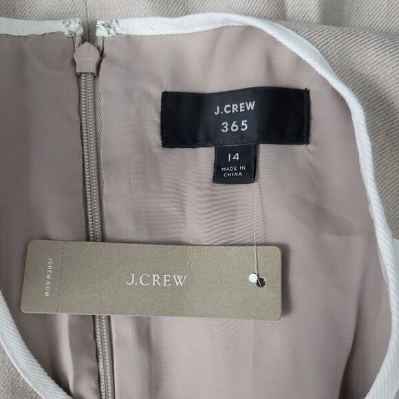 NWT J. Crew Peplum Stretch Linen Blend Sheath Dress Sz 14 Flax Oatmeal Office - Picture 7 of 12